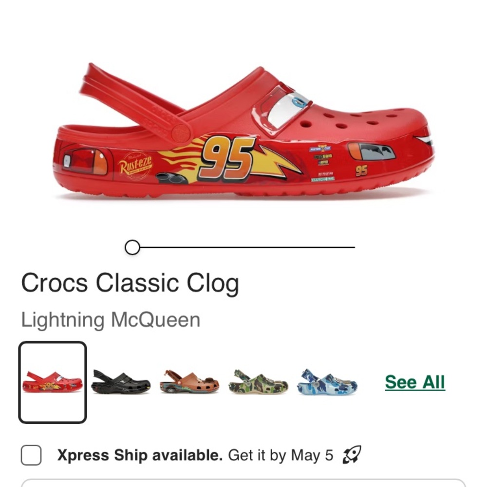 CROCS Kids Lightning McQueen Classic Clog - Red